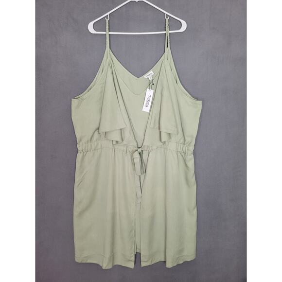 TEREA Women's Plus Size Elise Double Layer Mini Dress Desert Sage Size 3X - Picture 1 of 7